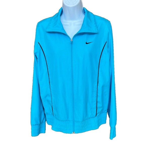 Nike The Athletic Dept Women's VTG 90s Blue Full Zip Windbreaker Jacket Size L - Picture 1 of 8